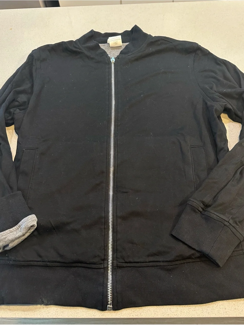 Banana Republic Black Jacket with Gray Lining - Lightweight Zip